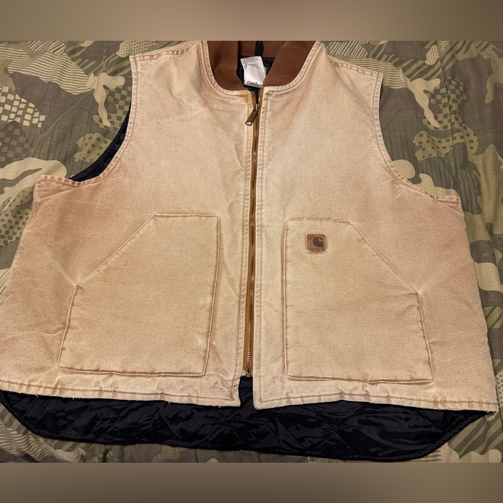 Vintage Carhartt Brown and Black Quilted Vest | 2XL